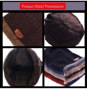 Skullies & Beanies Winter Beanie hat- Warm Knit Hat Thick Fleece Lined Winter Hat for Men Women - Coffee - CR18X7XX2QO