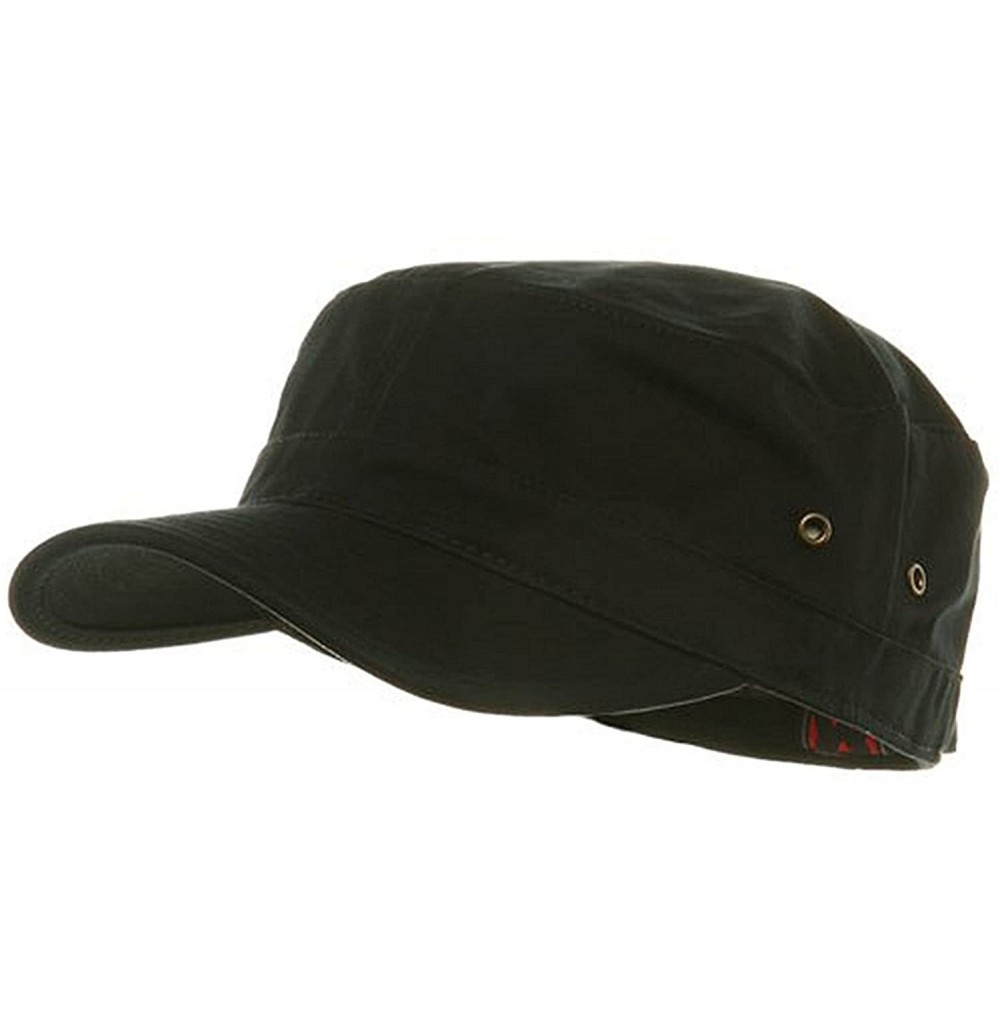 Baseball Caps Military Style Solid Blank GI Flat Top Cadet Cotton Castro Patrol Fitted Cap Hat - Black - CY185XKOC28