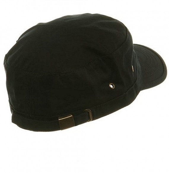 Baseball Caps Military Style Solid Blank GI Flat Top Cadet Cotton Castro Patrol Fitted Cap Hat - Black - CY185XKOC28