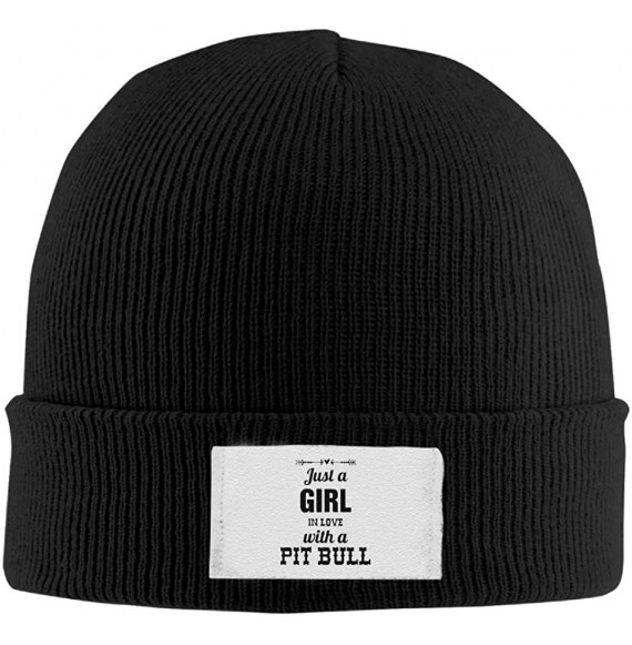 Skullies & Beanies Just A Girl in Love with A Pit Bull Warm Beanie Hats Black - Black - C612KPOB515