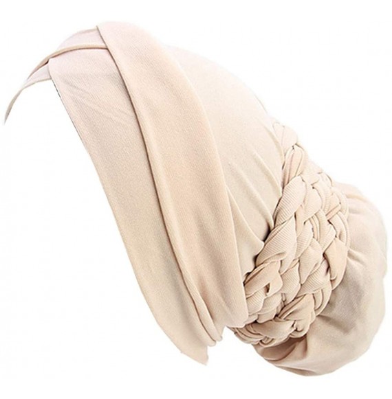 Skullies & Beanies Turban Soft Breathable Braided Durag Hair Snood Bun Hat Hair Braid - Tjm-341-1-beige - CV18M26WY2Z