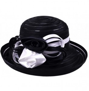 Sun Hats Sweet Cute Cloche Oaks Church Dress Bowler Derby Wedding Hat Party S606-A - Black/White - CY12DFSH9G3