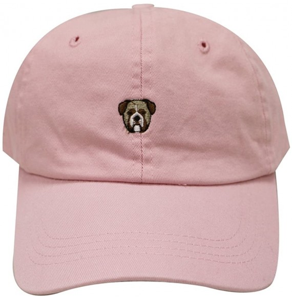 Baseball Caps Bulldog Small Embroidered Cotton Baseball Cap - Pink - C912J345F3H
