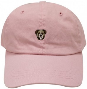 Baseball Caps Bulldog Small Embroidered Cotton Baseball Cap - Pink - C912J345F3H