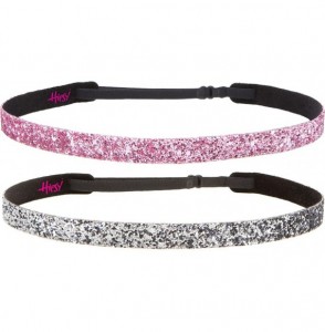 Headbands Women's Adjustable NO Slip Skinny Bling Glitter Headband - Gunmetal & Light Pink - CJ11OI91BG3