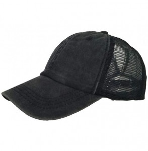 Baseball Caps Ponytail Messy High Bun Baseball Hat Ponycaps Adjustable Trucker Cap - Black - CC18IG8I549