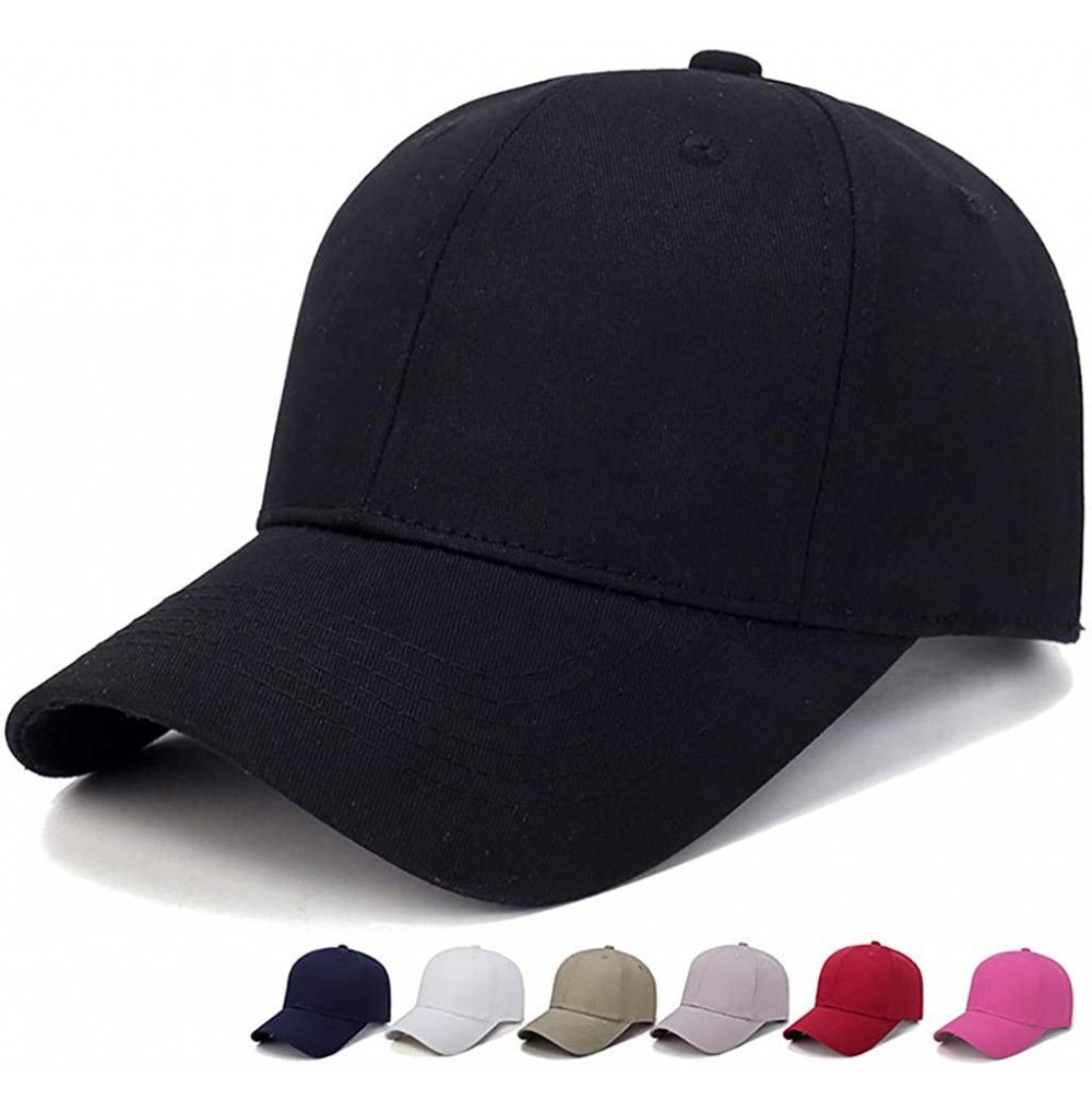 Baseball Caps Men's Baseball Cap Unisex Plain Sports Adjustable Solid Ball Hat Cotton Soft Panel Cap Outdoor Sun Hat - Blue -...