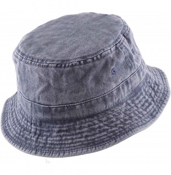 Bucket Hats 100% Cotton Canvas & Pigment Dyed Packable Summer Travel Bucket Hat - 2. Pigment - Navy - CI196EOUWE7