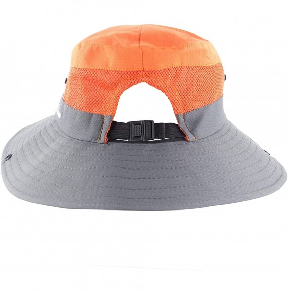 Sun Hats Women's Summer Sun UV Protection Hat Foldable Wide Brim Boonie Hats for Beach Safari Fishing - Orange - CM18EE849G2