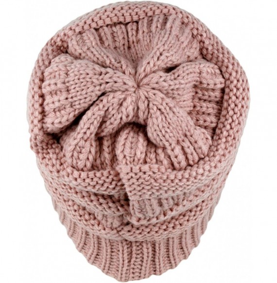 Skullies & Beanies Winter Warm Thick Cable Knit Slouchy Skull Beanie Cap Hat - Indi Pink - CO126RND0A1