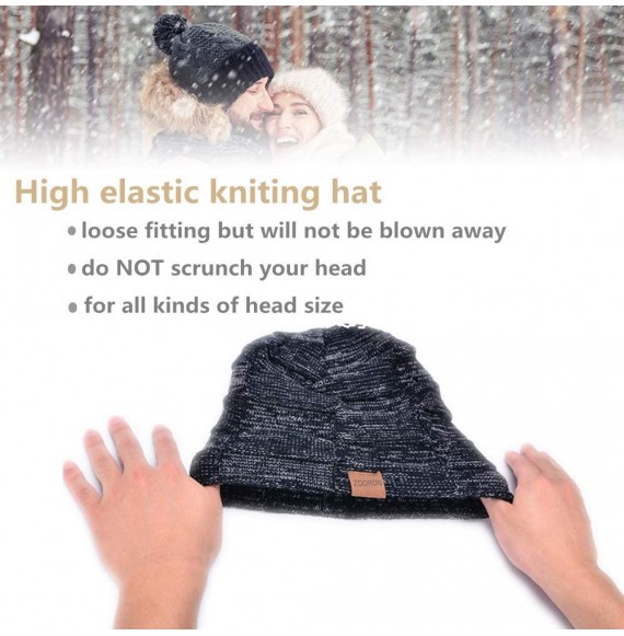 Skullies & Beanies Slouchy Winter Beanie Hat for Men- Warm Knit Wool Baggy Skull Beanie Cap - A01-black - CV18XHL2LT4