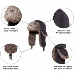 Bomber Hats Trapper Bomber Hat for Men and Women Russian Warm Fur Ski Fall Winter Hunting - Black - CD18SSRM6MN