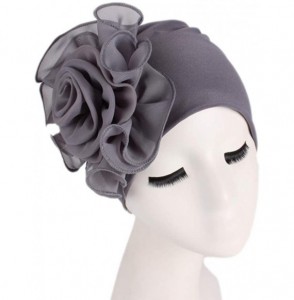 Skullies & Beanies Women's Flower Hat Chemo Beanie Head Wrap Cap for Cancer Patient - Gray - CV18M8N4CM8