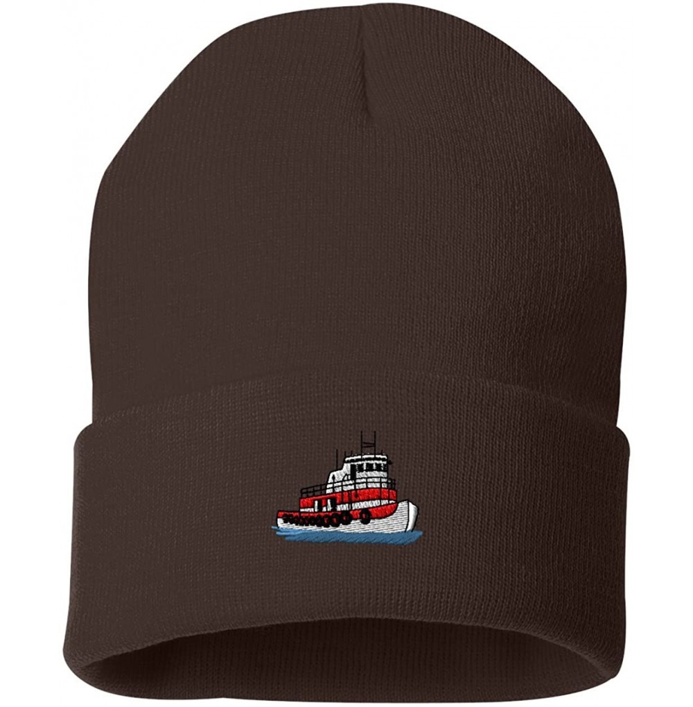 Skullies & Beanies Tugboat Custom Personalized Embroidery Embroidered Beanie - Brown - CX12NFHNTV7