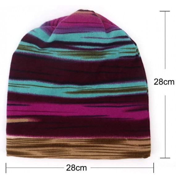 Skullies & Beanies Soft Sleep Turban Cap - Unisex Striped Cotton Chemo Hat for Cancer Patient - Baggy Stretch Beanie Caps Hea...