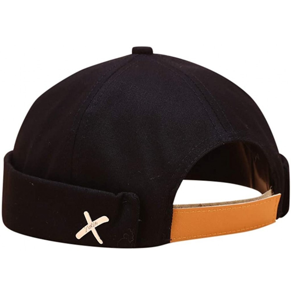 Skullies & Beanies Fashion Docker Leon Harbour Mechanic Hat Watch Cap Breathable Retro Brimless Beanie Hat Unisex - Black - C...
