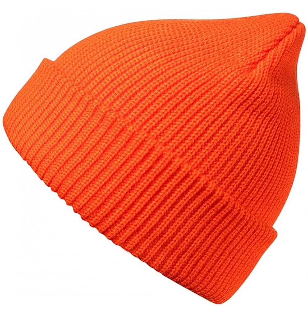 Skullies & Beanies Slouchy Beanie Hats Winter Knitted Caps Soft Warm Ski Hat Unisex - Bright Orange - C118TS34IZ7