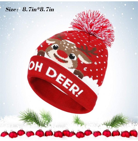 Skullies & Beanies LED Light Up Beanie Hat Christmas Cap for Women Children- Party- Bar - Plb-002r- Red - C9187I8UWK9