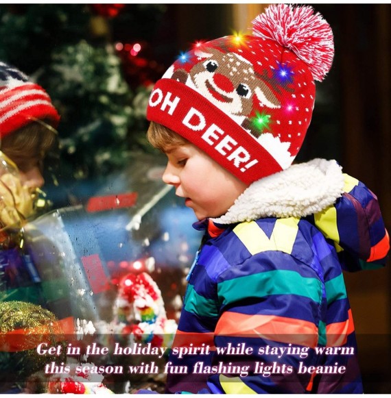 Skullies & Beanies LED Light Up Beanie Hat Christmas Cap for Women Children- Party- Bar - Plb-002r- Red - C9187I8UWK9