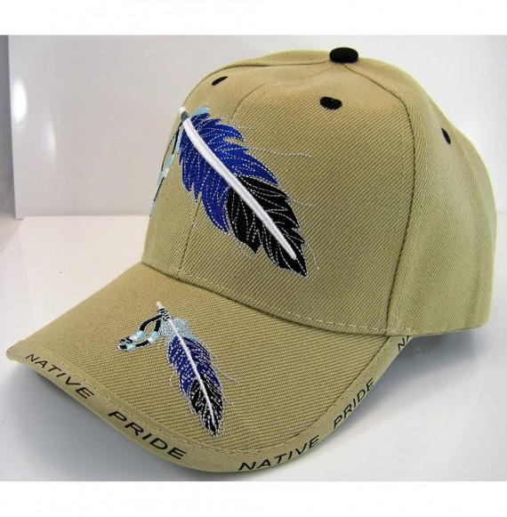 Baseball Caps Native Pride Feather Men's Adjustable Baseball Cap - Khaki-no Shadow - CK17YGEE6LA
