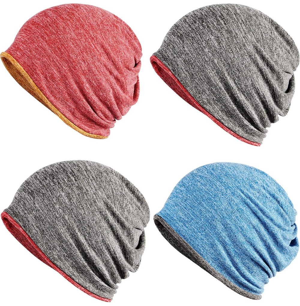 Skullies & Beanies Multifunctional Slouchy Beanie Hat Winter Knit Hats for Women and Mens - 4 Pack - C218AQ3RAUC