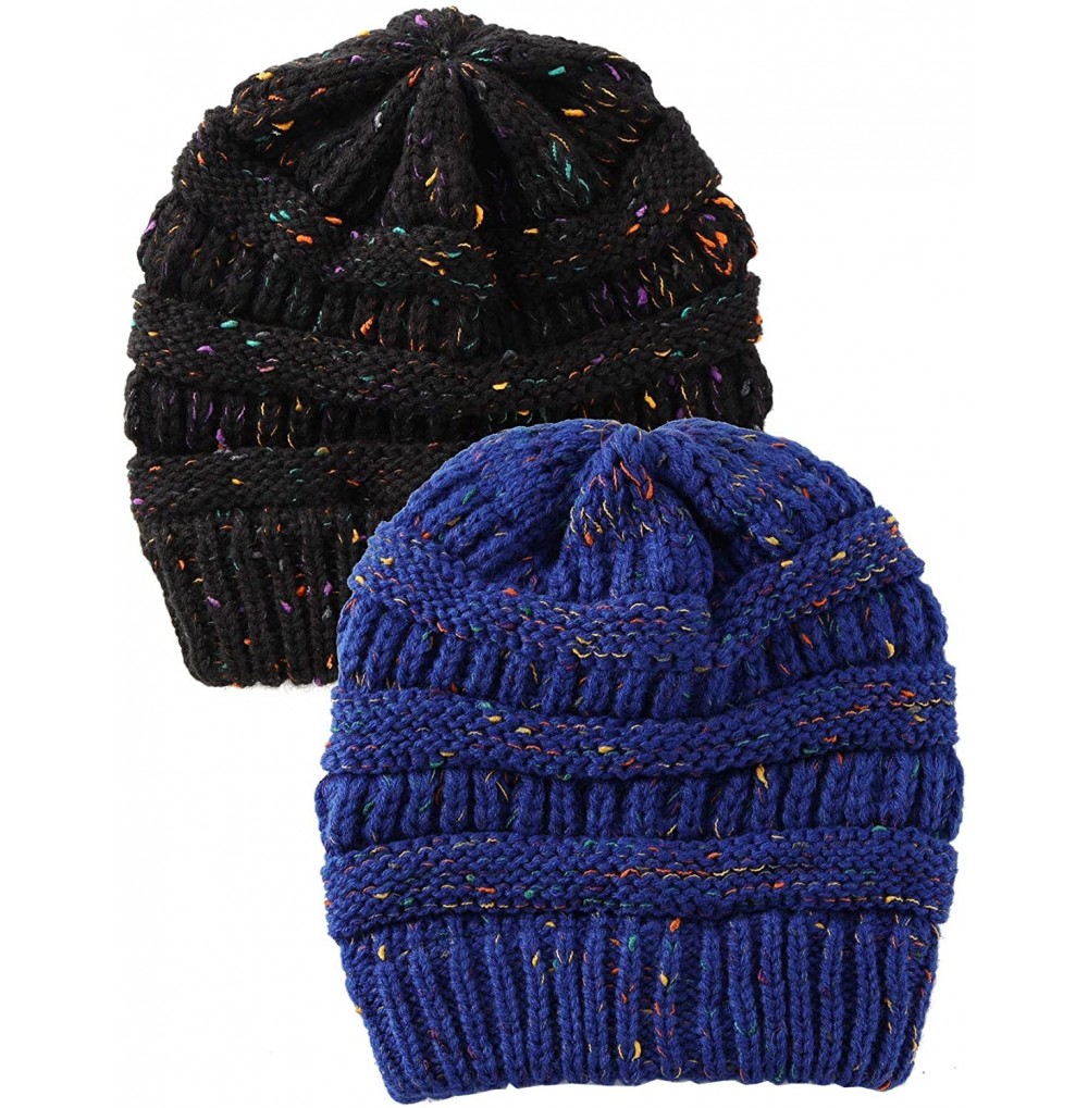Skullies & Beanies Women's Beanie Winter Confetti Warm Chunky Soft Stretch Cable Knit Ribbed Beanie Hat Skull Cap - C618AGA6X40