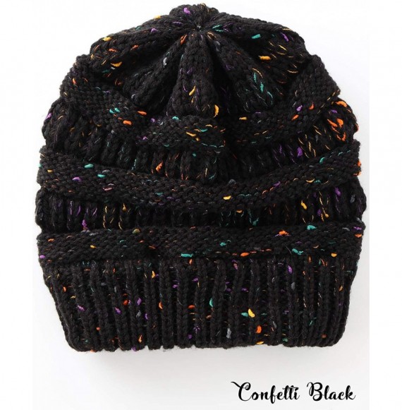 Skullies & Beanies Women's Beanie Winter Confetti Warm Chunky Soft Stretch Cable Knit Ribbed Beanie Hat Skull Cap - C618AGA6X40