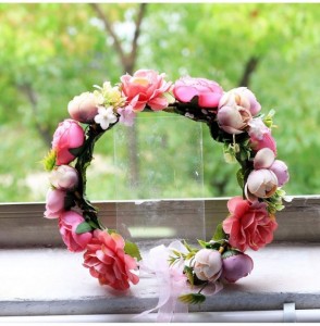 Headbands Adjustable Flower Headband Floral Garland Crown Halo Headpiece Boho with Ribbon Wedding Festival Party - 31 - CP18Y...