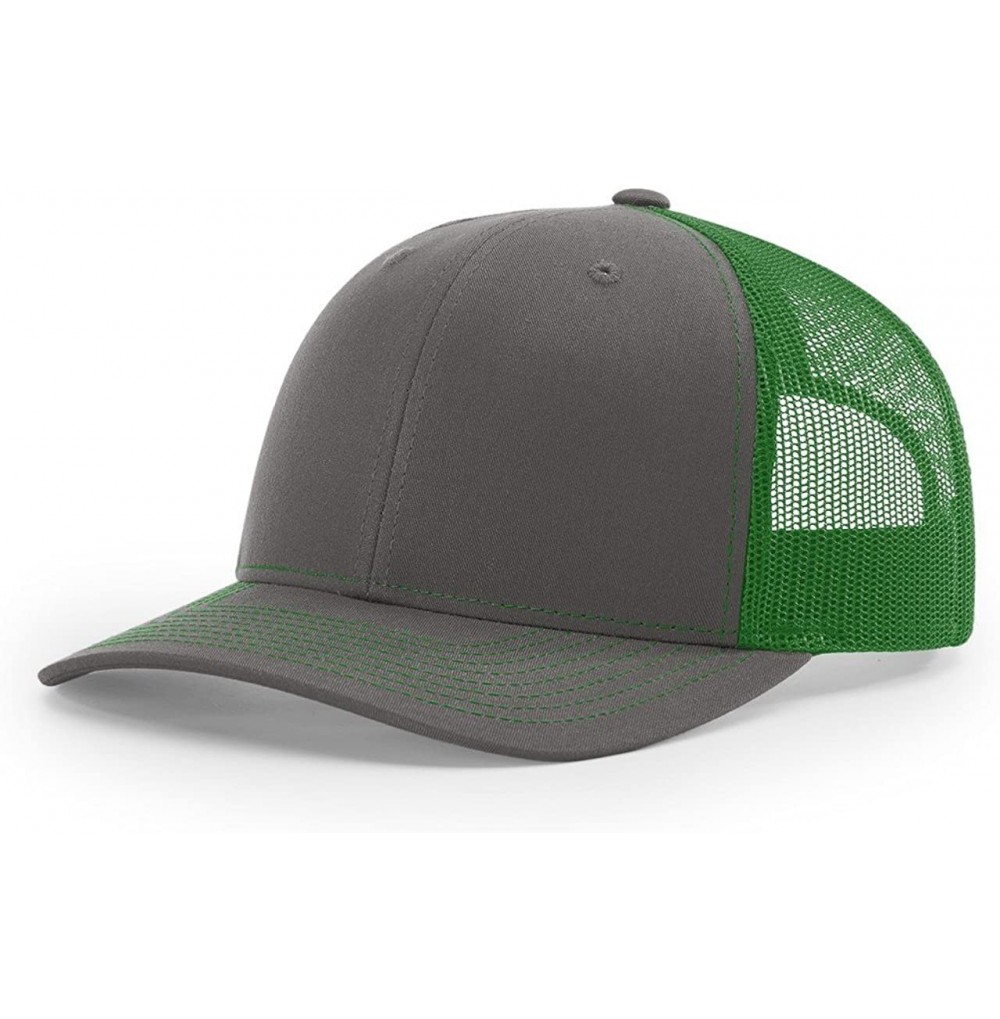 Baseball Caps Charcoal/Kelly Green 112 Mesh Back Trucker Cap Snapback Hat w/THP No Sweat Headliner - CH185KIY2MC
