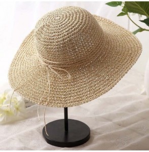 Sun Hats Floppy Straw Hat Wide Brim Wide Brim Caps Foldable Summer Beach Sun Hats for Women and Girls - Beige - CM18EM8IEXS