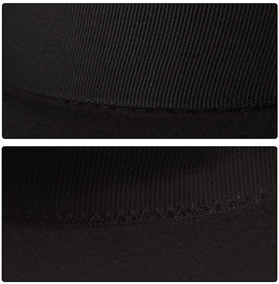 Fedoras Women's Classic Wool Felt Pork Pie Hat Flat Top Church Fedora Hat - Black - C018KWRNRXR