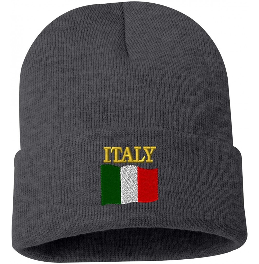 Skullies & Beanies ITALY COUNTRY FLAG Custom Personalized Embroidery Embroidered Beanie - Gray - CW186T04WQX
