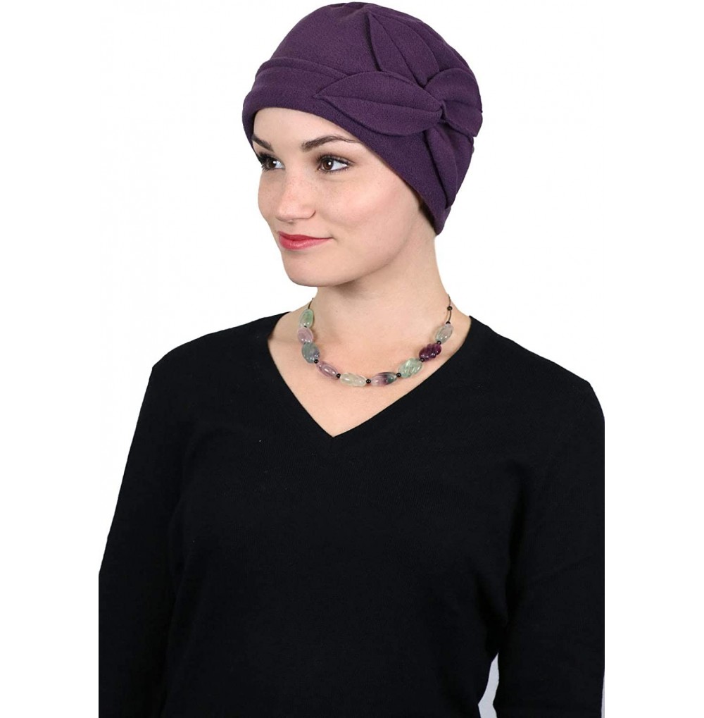 Skullies & Beanies Womens Hat Fleece Beanie Cloche Cancer Headwear Chemo Ladies Winter Head Coverings Butterfly - Plum - CV18...