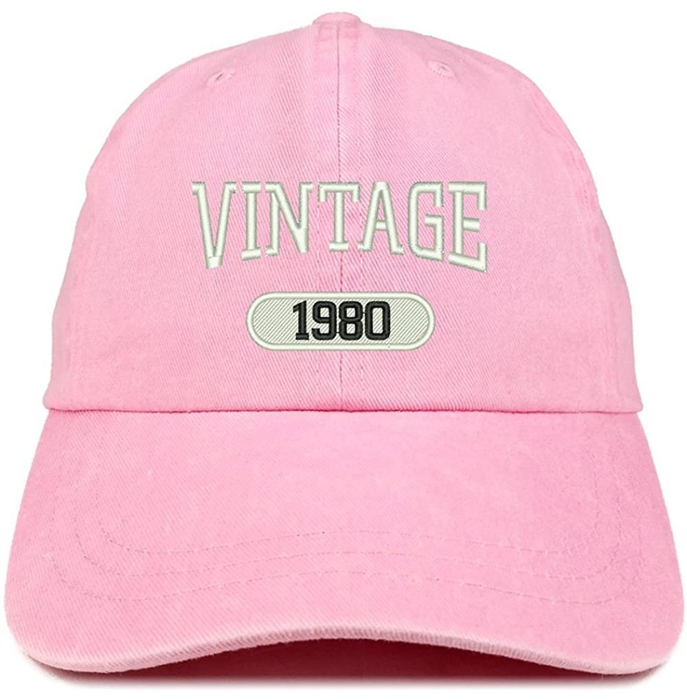 Baseball Caps Vintage 1980 Embroidered 40th Birthday Soft Crown Washed Cotton Cap - Pink - CO180WXY2O9