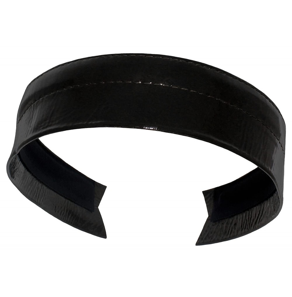 Headbands Essential Shiny Black Leather Headbands - C518E8MICNT