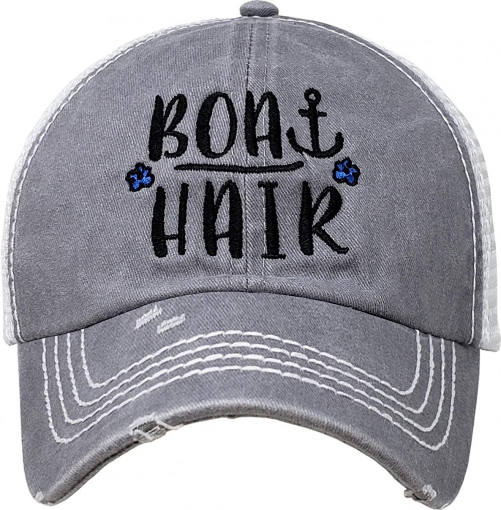 Baseball Caps Dad Hat Unisex Mesh Trucker Distressed Vintage Patch Baseball Cap - Boat Hair - Grey - CH18RO9IL82