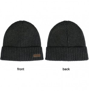 Skullies & Beanies Wool Cuffed Beanie Hat Warm Winter Knit Hats Unisex Skull Cap with Lining - C - (Dark Grey) - CJ1872M3AQ7