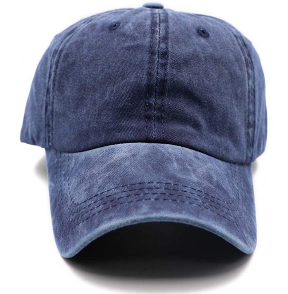 Baseball Caps Ponytail Unconstructed Washed Dad Hat Messy High Bun Ponycaps Plain Baseball Cap - Normal Blue - CP18NMGQG8S