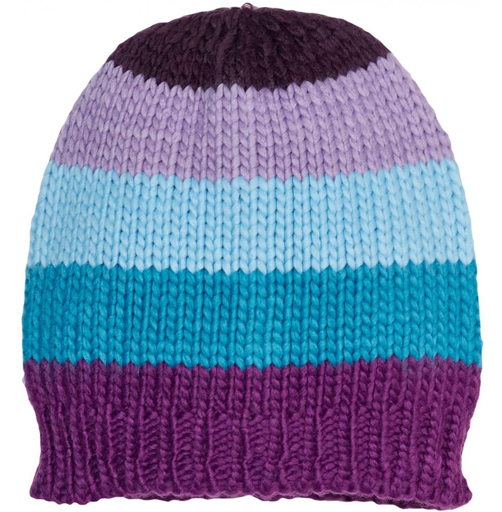 Skullies & Beanies Women's Blue Purple Striped Acrylic Knit Beanies Hat - CK18H0W69XN