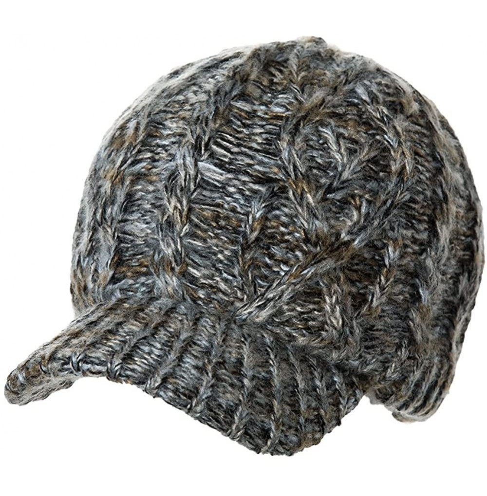Newsboy Caps Womens Knit Newsboy Cap Warm Lined Winter Hat 100% Soft Acrylic with Visor - 69242_darkgrey2 - CP18A6WYZX3