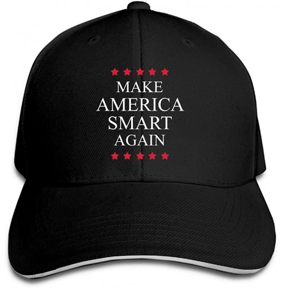 Baseball Caps Make America Smart Again Adjustable Baseball Hat Dad Hats Trucker Hat Sandwich Visor Cap - Black - CE18GLCREZ4