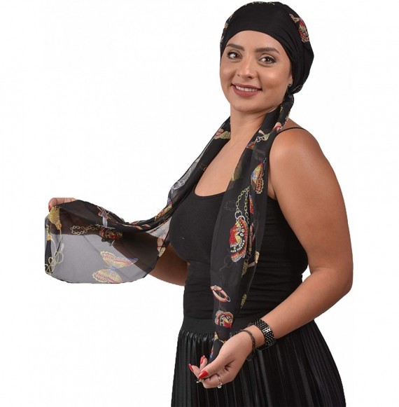 Headbands Turban Cancer Headwear Chemo Bamboo for Women Head Wrap Scarf Chemotherapy Hat - Black Butterfly - C218Z3DSQ2X