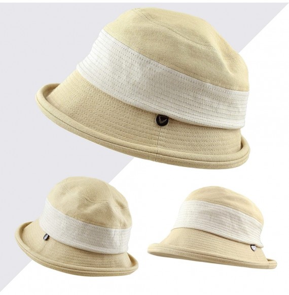 Sun Hats Light Weight Packable Women's Wide Brim Sun Bucket Hat - Collete- Beige - C318GQX7WOX
