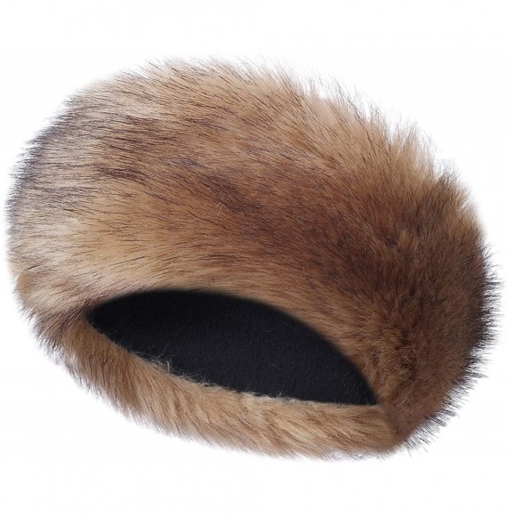 Cold Weather Headbands Faux Fur Headband Women's Winter Earwarmer Earmuff Hat Ski - Khaki Black - C618HYL89NE
