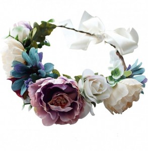 Headbands Handmade Adjustable Flower Wreath Headband Halo Floral Crown Garland Headpiece Wedding Festival Party - CI18ZX8UWC4