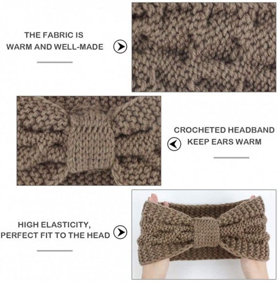 Headbands Womens Winter Knitted Headband - Soft Crochet Bow Twist Hair Band Turban Headwrap Hat Cap Ear Warmer - Khaki - C018...