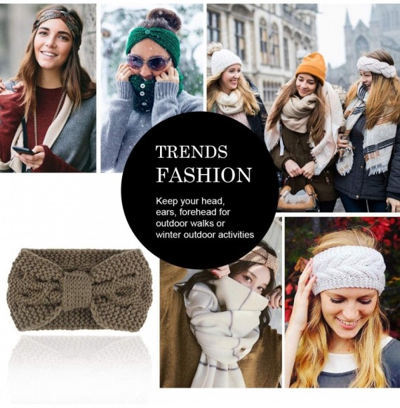 Headbands Womens Winter Knitted Headband - Soft Crochet Bow Twist Hair Band Turban Headwrap Hat Cap Ear Warmer - Khaki - C018...
