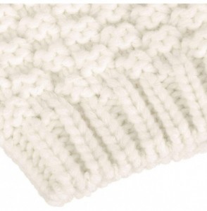 Skullies & Beanies Womens Winter Thick Cable Knit Beanie Hat with Faux Fur Pompom Ears - Z_white Beanie - CC18HSZEC3Z