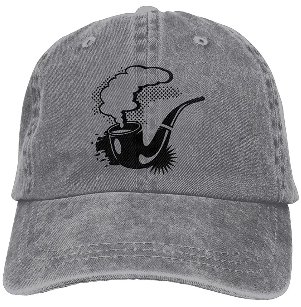 Skullies & Beanies A Smoking Tobacco Pipe Cowboy Hip-hop Hat Rear Cap Adjustable Cap - Ash - CA18EXLUCUC