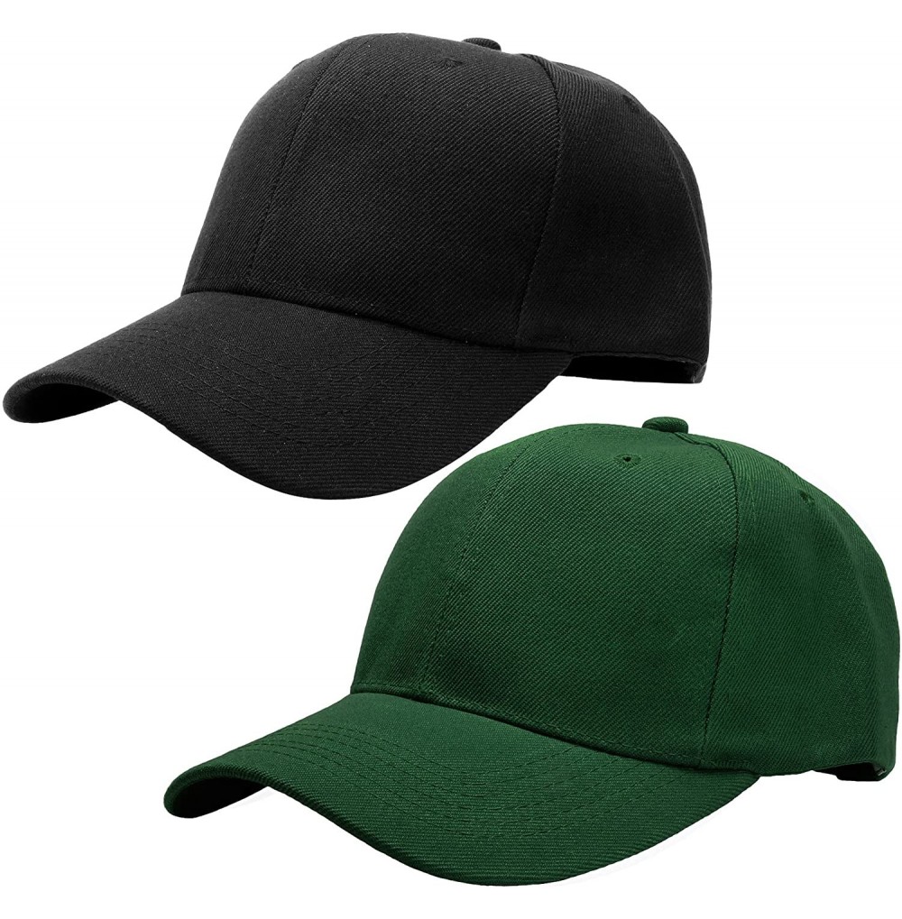 Baseball Caps Baseball Dad Cap Adjustable Size Perfect for Running Workouts and Outdoor Activities - 2pcs Black & Hunter Gree...